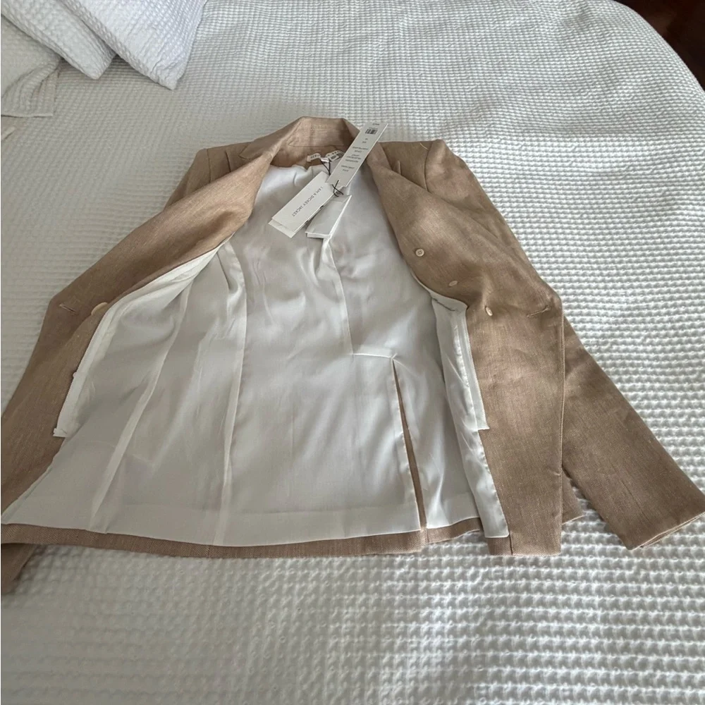 Veronica Beard Beige-Tan Double-Breasted Linen-Blend BlazerNWT - Picture 4 of 4